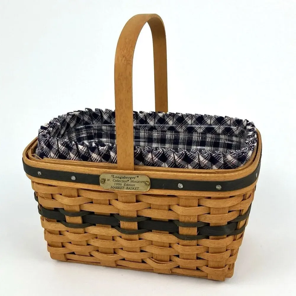 Longaberger Miniature Market Basket | /w Liner & Protector VTG Collectable 15024